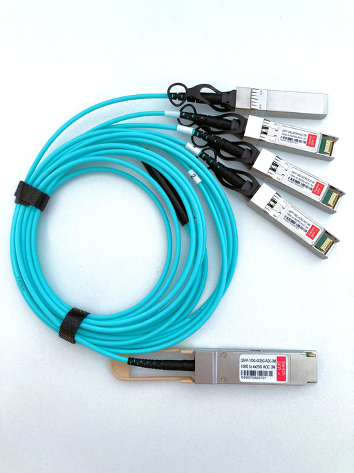 Switch SFP Custom 100G-4X25G-AOC-3M-Arista-4xOpen in UK Stock worldwide shipping Cable Length_3 Mtr, Cable Type_OM4 Multi Mode, Connector Type_QSFP28, Connector Type_SFP28, Data Rate_100G, Data Rate_25G, Fiber Mode_Active Optical Cable