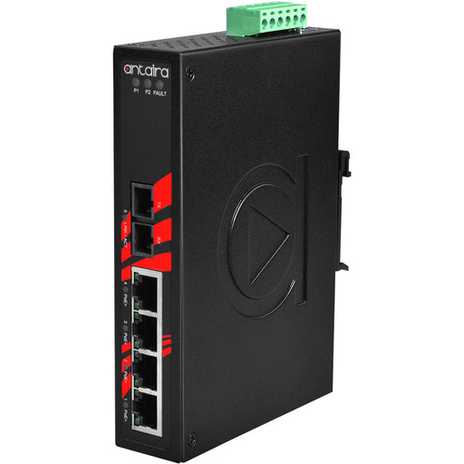 LNP-0501-S3 5-Port Industrial PoE+ Unmanaged Ethernet Switch 4x10/100TX (30W/Port) + 1*100Fx (SC) Single-mode 30Km Antaira Technologies LNP-500 PoE series 