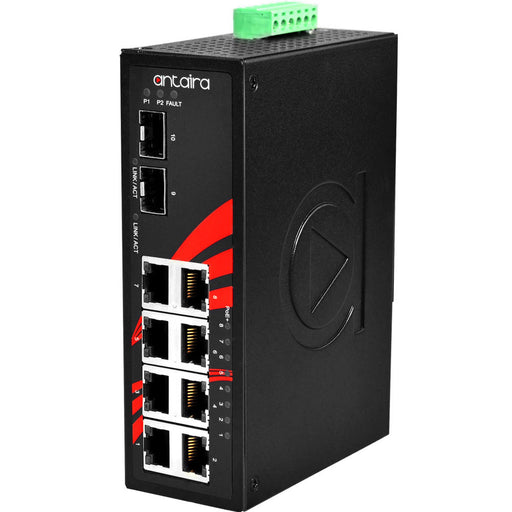 Antaira Technologies LNP-1002C-SFP-24 10-Port Industrial PoE+ Gigabit Unmanaged Ethernet Switch, 8*10/100Tx + 2*Gigabit Combo (2*10/100/1000 RJ45, and 2*100/1000 SFP Slot) Antaira Technologies 