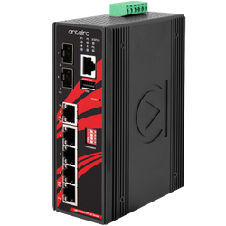 LMP-0702G-SFP-bt-V2 7-Port Industrial Gigabit IEEE 802.3bt PoE++ Light Layer 3 Managed Ethernet Switch, with 4*10/100/1000Tx (90W/Port), 1*10/100/1000Tx, and 2*100/1000 SFP Slots; 48~55VDC Power Input.