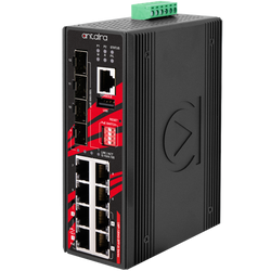 LMP-1204G-SFP-bt 12-Port Industrial Gigabit IEEE 802.3bt PoE++ Light Layer 3 Managed Ethernet Switch, with 4*10/100/1000Tx (90W/Port), 4*10/100/1000Tx (30W/Port), and 4*100/1000 SFP Slots.