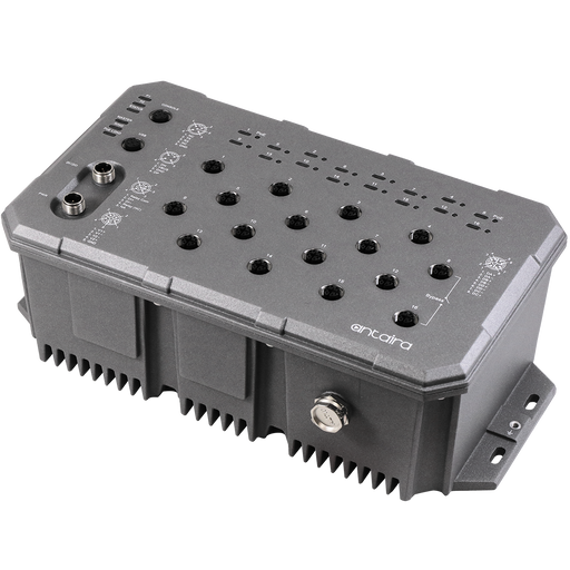 LMP-1600G-M12-67-24 16-Port Industrial M12 IP67 Waterproof Gigabit PoE+ Light Layer 3 Managed Ethernet Switch, with 16*10/100/1000Tx M12 Connectors (X-Coded) (30W/Port), 24~55VDC Power Input.