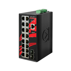 LMX-1802G-SFP 18-Port Industrial Gigabit Light Layer 3 Managed Ethernet Switch, w/16*10/100/1000Tx Ports + 2*100/1000 SFP Ports.