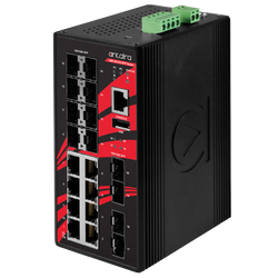 LMX-2012G-SFP 20-Port Industrial Gigabit Light Layer 3 Managed Ethernet Switch, with 8*10/100/1000Tx and 12*100/1000 SFP Slots.
