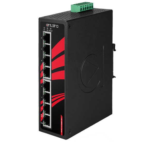 LNP-0800G-24 8-Port Industrial Gigabit PoE+ Unmanaged Ethernet Switch, w/8*10/100/1000Tx (30W/Port), 9~55VDC Power Input.