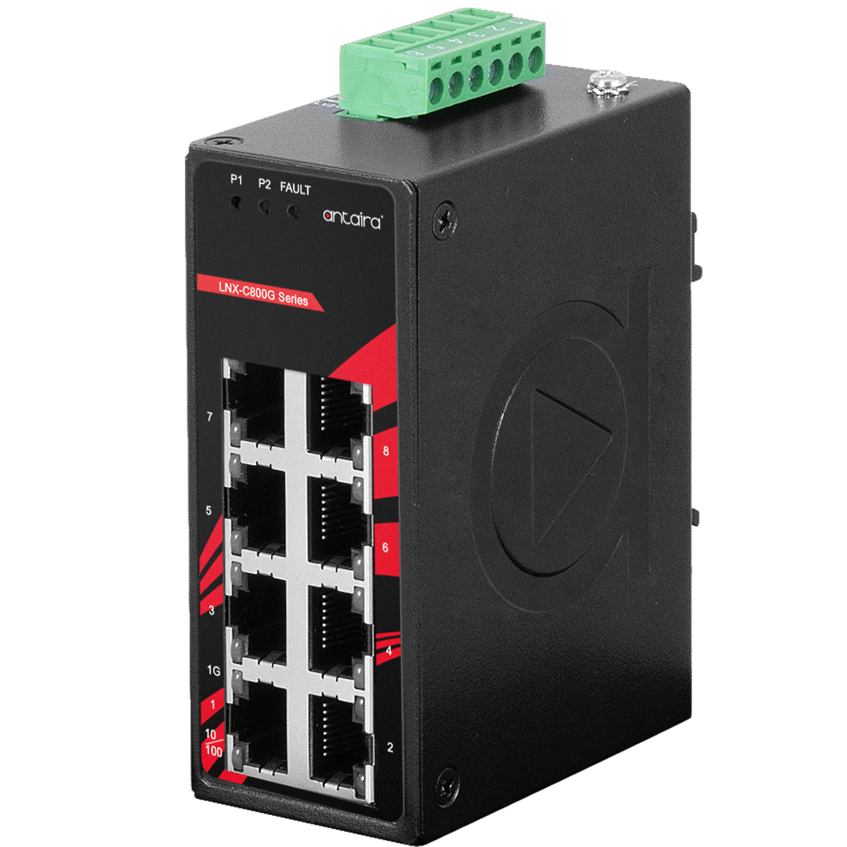 LNX-C800G 8-Port 10/100/1000TX Compact Industrial Ethernet Switch Antaira Technologies