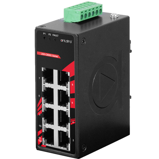 LNX-C800G 8-Port 10/100/1000TX Compact Industrial Ethernet Switch Antaira Technologies