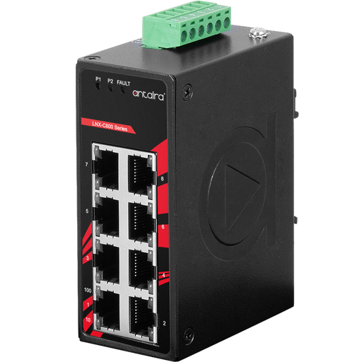 LNX-800A 8-Port 10/100TX Slim Industrial Ethernet Switch.