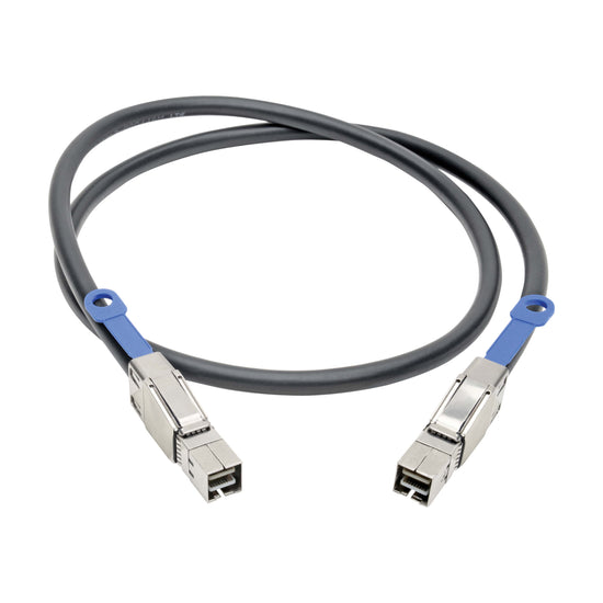 Mini SAS HD SFF-8644 to SFF-8644 from www.switchsfp.com 01285 700750 next-generation SAS high-speed I/O interface.Designed to support 6G and future 12G SAS applications passive Mini SAS HD copper cable assembly is up to 12Gbps data rates per channel. The EEPROM signature enables the host to identify what type and length of cable is connected to its port while the latch design reduces the insertion force and increases the retention force.