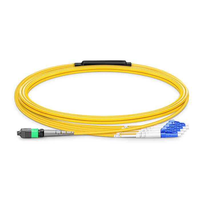 OS2-MPO-LCx4-8Fibre-5M High QSFP to 4 x Duplex LC connection High Quality LSZH fibre, UK Stock, UK Support From Switch SFP 01285 700 750